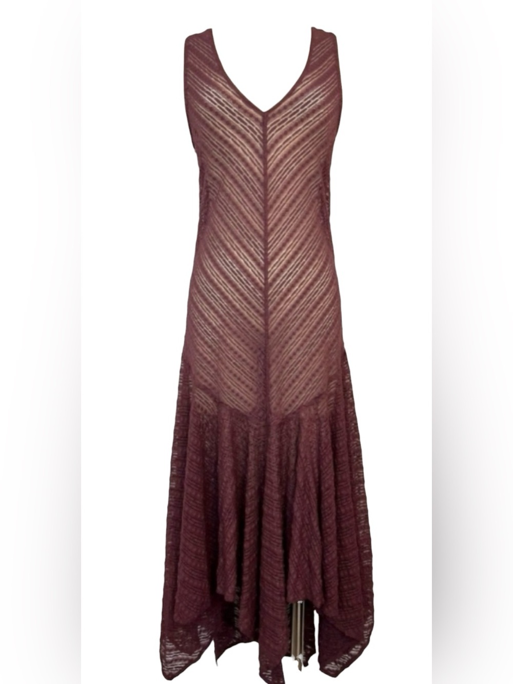 Free People Intimately Lila Lace Maxi Slip Dress Egg Plant Sheer S
